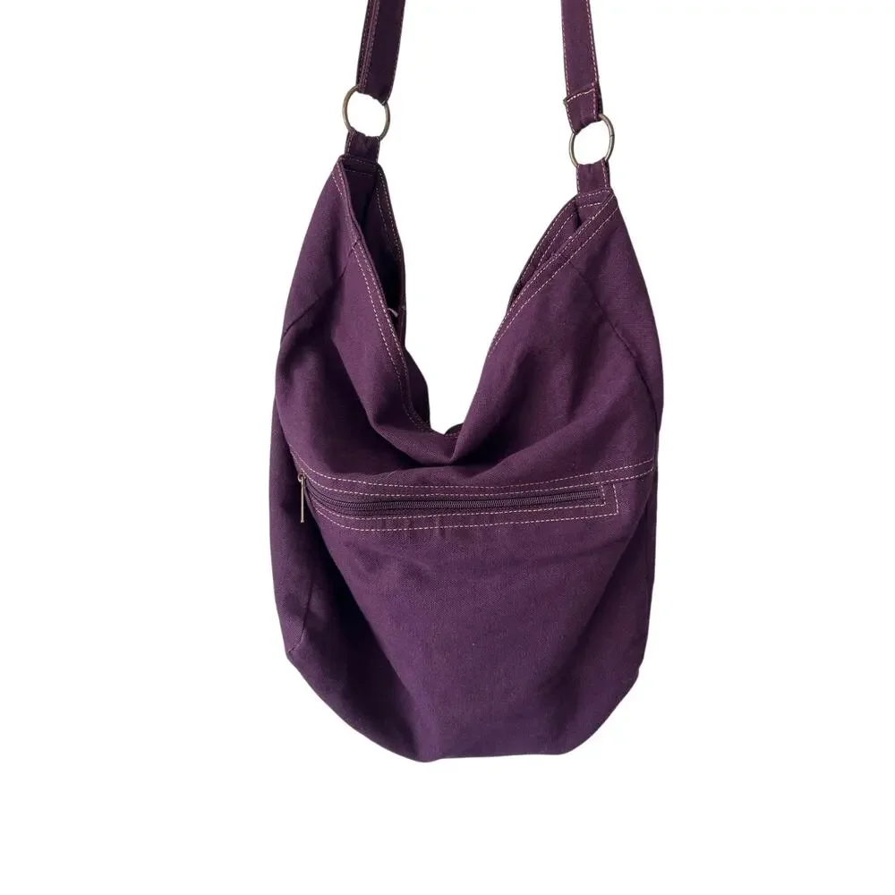 Mudd Embroidered and Studded Peace Sign Purple Tote